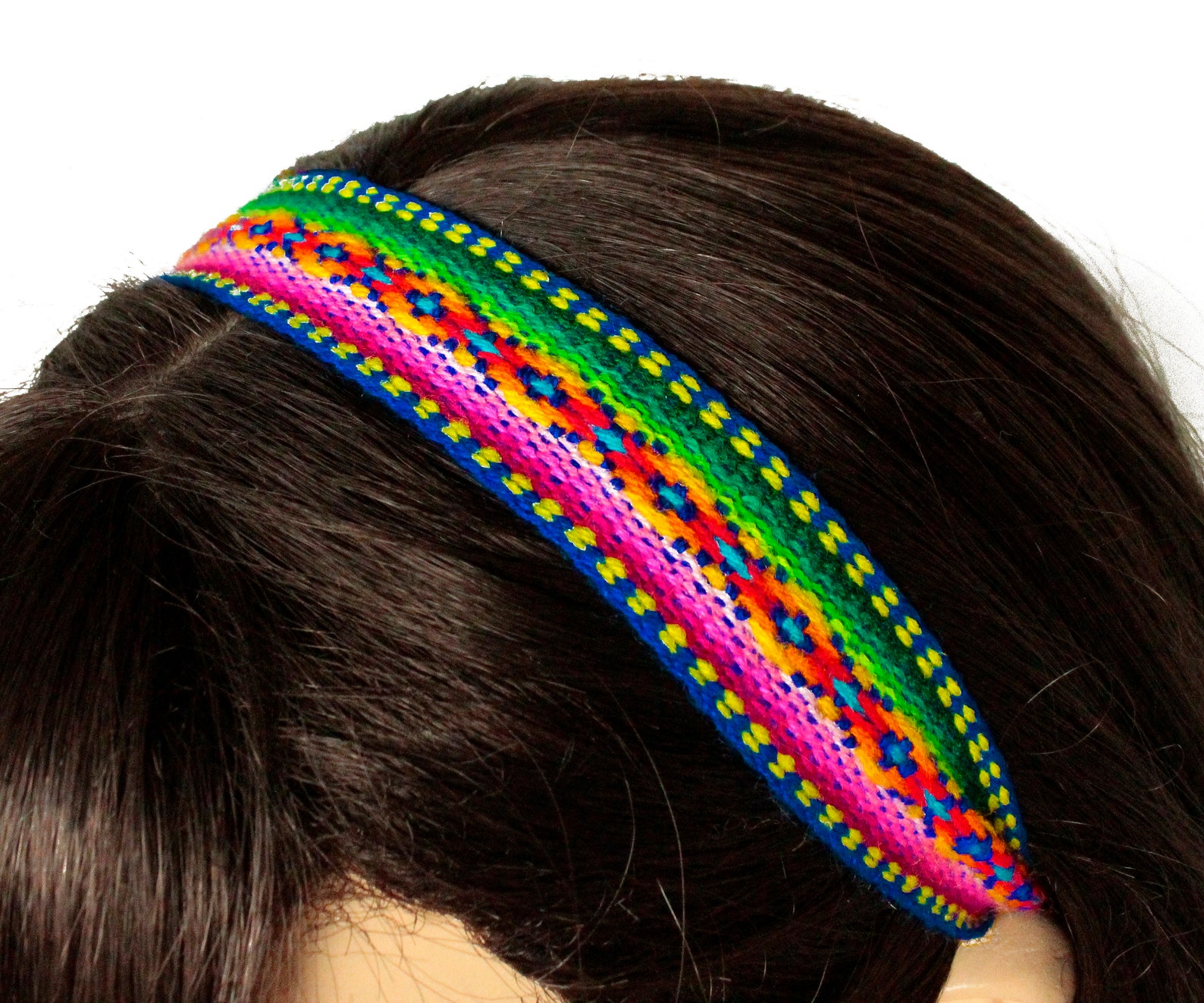 BLUE Peruvian Fabric Headband Peruvian Blue Trim Multicolor - Etsy