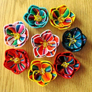 Peruvian Fabric Flowers, Christmas Tree Ornaments, Ethnic Roses Gifts, Tribal Boho Wedding decor, Birthday decoration favors