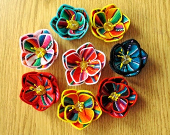 Peruvian Fabric Flowers, Christmas Tree Ornaments, Ethnic Roses Gifts, Tribal Boho Wedding decor, Birthday decoration favors