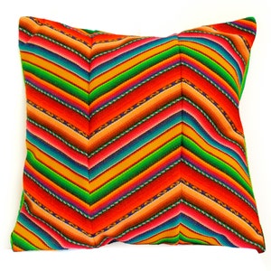 PERUVIAN CUSHION COVER - throw pillow, Peruvian ethnic cushion, boho decor, embroidered pillow, chevron pattern