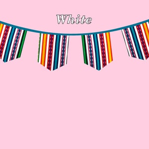 PERUVIAN Tribal Banner, Ethnic Garland, Tribal Party Bunting, Flags Banner, Tribal Birthday, Fabric Banner, Teepee Banner, Aztec Banner White