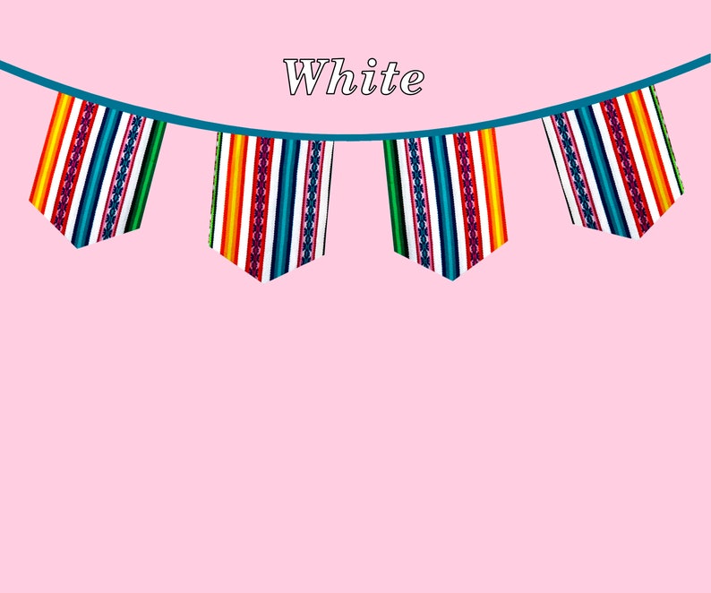 PERUVIAN Tribal Banner, Ethnic Garland, Tribal Party Bunting, Flags Banner, Tribal Birthday, Fabric Banner, Teepee Banner, Aztec Banner White