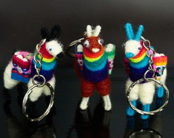 3x 6x 11x Tiny Llama Keychain, Rainbow llama, ethnic decoration, anniversary gifts, gift bag filler accessories, boho llama charm bag