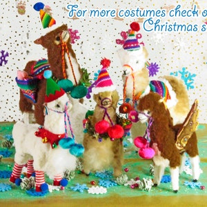 Custom Peruvian Alpaca Christmas Ornament Collection 2018. BEIGE Santa tree ornament, handmade decoration image 2