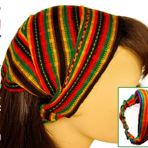 Rasta / Rainbow Color Peruvian fabric, Peruvian textile, Multicolor, Woven Turban Headband, Headband Head Wrap, boho headband, wide headband
