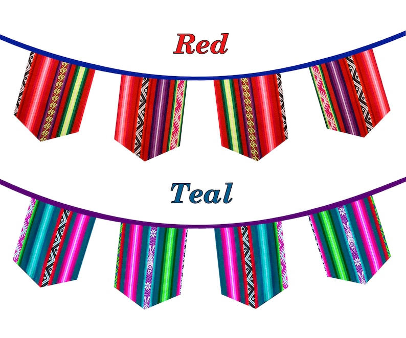 PERUVIAN Tribal Banner, Ethnic Garland, Tribal Party Bunting, Flags Banner, Tribal Birthday, Fabric Banner, Teepee Banner, Aztec Banner image 6