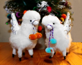 Peruvian Stuffed Alpaca Christmas Gift Ideas - Collection 2019. Angel tree ornament, handmade decoration