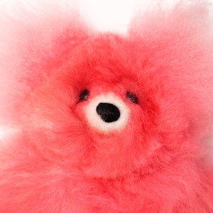 PINK PERUVIAN TEDDY Bear, 6 inch Baby Alpaca Fur Pink Stuffed Bear Toy, Stuffed Alpaca Toy, Soft ethnic handmade birthday plushie