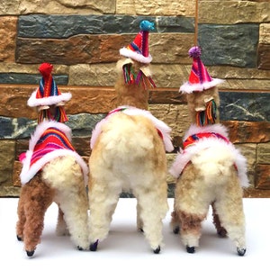 Custom Peruvian Alpaca Christmas Ornament Collection 2018. BEIGE Santa tree ornament, handmade decoration image 4