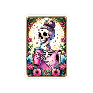 Skeleton Tarot Card Stickers, Funny Cute Sticker, Spooky Halloween Decor, Alternative Goth Accessories, Laptop Decal Pack