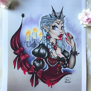 Blood Countess Bathory Art Print, Vampire Art, Dracula Art, Goth Art Prints