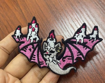 Bat Iron On Patches, Pastel Goth Patches, Bat Patch, Reflective Patches, Creepy Cute Patches, Ghost Patches, Goth Patches, Cute Bat
