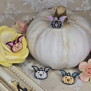 Pumpkin Pets Enamel Pins, Jack o Lantern Pins, Bat Pins, Gothic Pins, Halloween Pins, Pumpkin Pins, Creepy Cute Pins