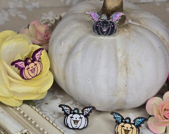 Pumpkin Pets Enamel Pins, Jack o Lantern Pins, Bat Pins, Gothic Pins, Halloween Pins, Pumpkin Pins, Creepy Cute Pins