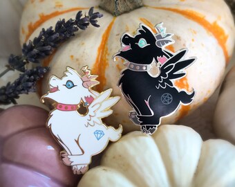 Baby Baphomet Enamel Pins, Goat Pins, Witchy Pins, Baphomet Pins, Creepy Cute Goats, Pastel Goth Pins, Cute Goat Art, Cute Occult Pins