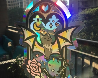 Gothic Nights Suncatcher Window Decals, Creepy Cute Window Decals, Pastel Goth Suncatchers, Bat Suncatchers, Bat Decals, Gothic Decals