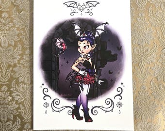 Key to my Castle Print, Vampire Art, Bat Art, Gothic Art Print
