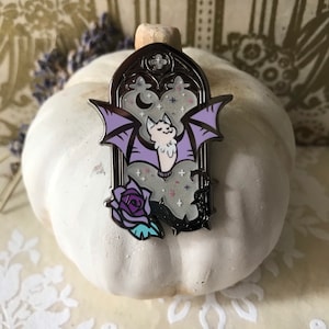 Gothic Nights Enamel Pins, Bat Pins, Bat Enamel Pins, Pastel Goth Pins, Creepy Cute Pins, Gothic Pins, Goth Pins