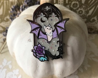 Gothic Nights Enamel Pins, Bat Pins, Bat Enamel Pins, Pastel Goth Pins, Creepy Cute Pins, Gothic Pins, Goth Pins