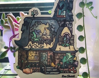 The Haunted Cottage Standee, Witches Cottage, Cottagecore Art, Cottagecore Accessories, Cabin in the Woods Standee, Haunted Cabin Art