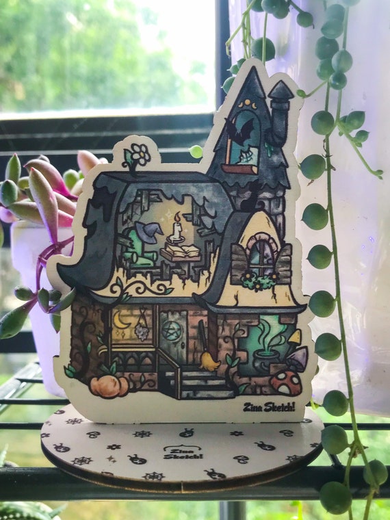 The Haunted Cottage Standee, Witches Cottage, Cottagecore Art, Cottagecore Accessories, Cabin in the Woods Standee, Haunted Cabin Art