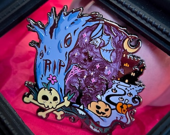 All Hallow's Eve Enamel Pin, Halloween Pins, Witchy Pins, Jack O Lantern Pins, Creepy Cute Pins, Witch Pins, Pumpkin Pins, Bat Pins