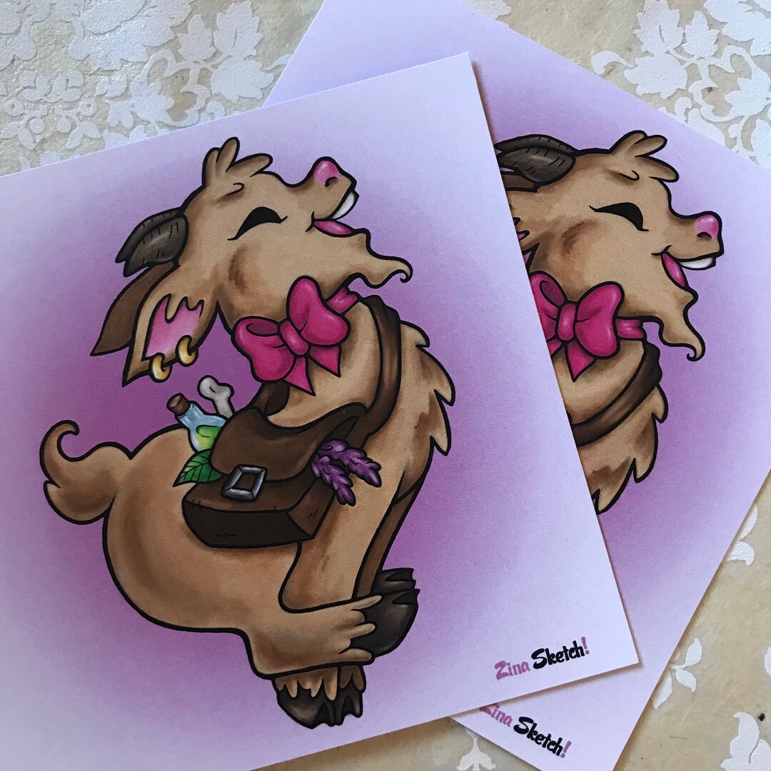Courier Of Curses Print Goat Art Witch s Familiar Cute Goat Art 