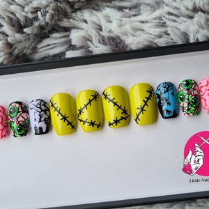 Zombie Brains | Hand Painted False Nails | Little Nail Designs