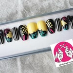 Jack Skellington and Sally Nightmare Before Christmas Hand Painted False Nails | Little Nail Designs