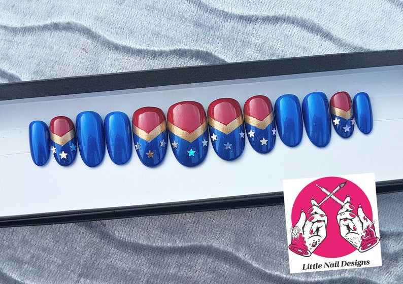 Wonder Woman  Hand Painted False Nails  Little Nail Designs image 0