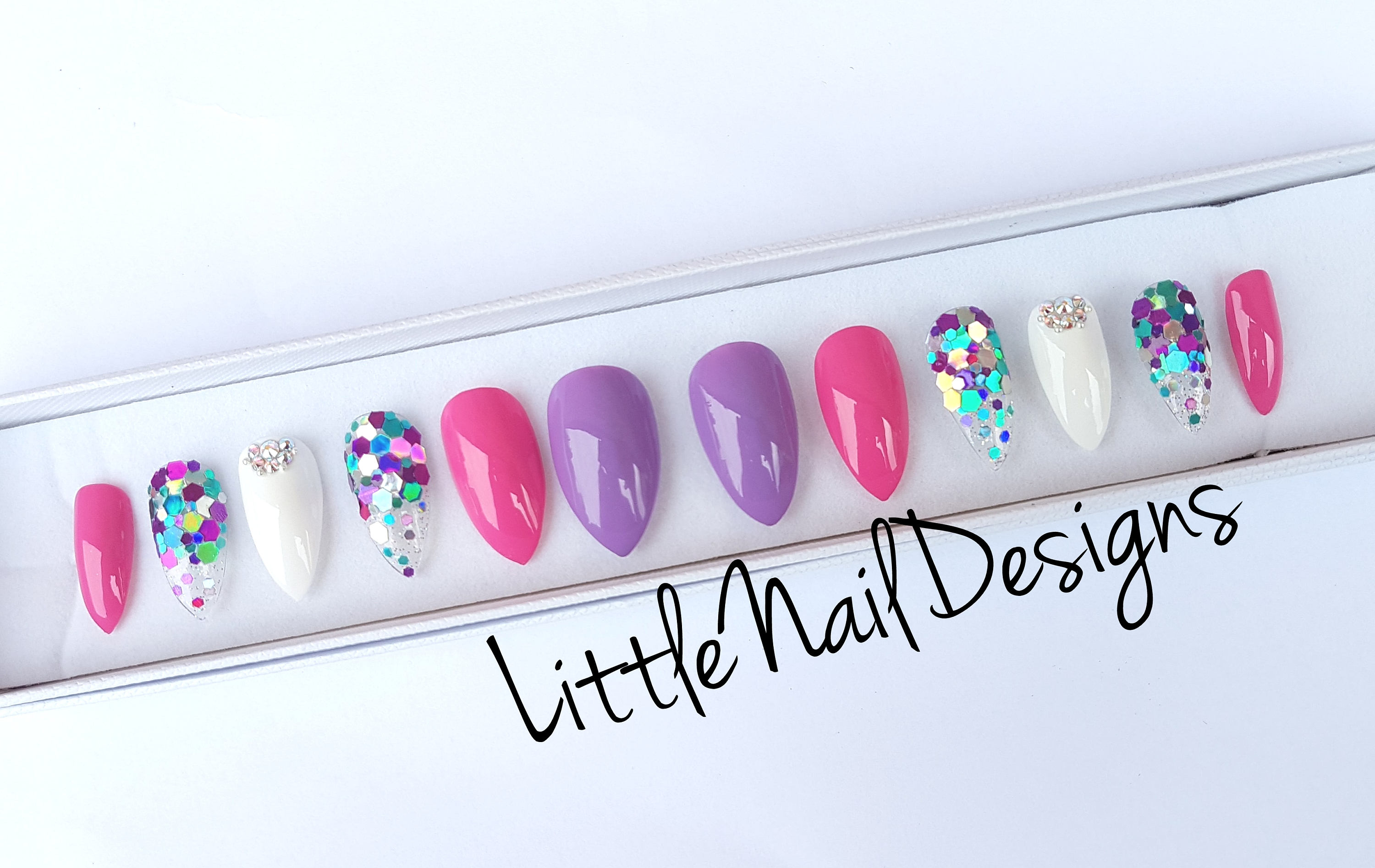 Hand Painted Pretty False Nails Prom Birthday Party - Etsy