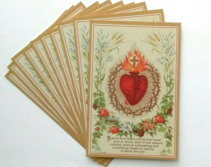 Sacred Heart of Jesus Based on a Vintage Holy Card Catholic Art Print ...