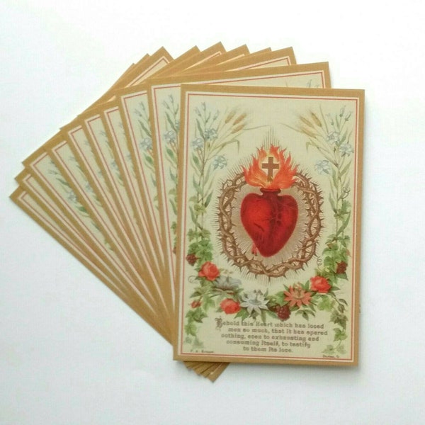 Sacred Heart of Jesus Postcard / 4x6 Holy Card – pack of 3, 10, or 100 – based on a Vintage Holy Card – Victorian Catholic Art