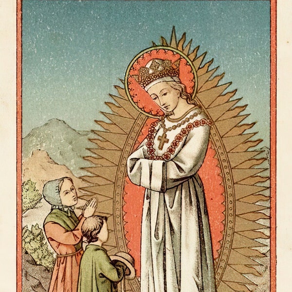 Our Lady of La Salette  – based on a Vintage Belgian Holy Card – Catholic Art Print