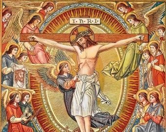 The Holy Mass – based on a Vintage Holy Card – Catholic Art Print – Archival Quality