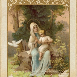 Colombe del Bambino Gesù – basato su un'immagine sacra francese d'epoca – Stampa d'arte cattolica – Regalo cattolico unico