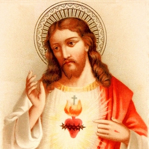 Sacred Heart of Jesus Sweet Heart of Jesus based on a Vintage American Holy Card Catholic Art Print Archival Catholic Gift image 1