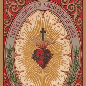 Future Triumphs of the Sacred Heart – based on a Vintage French Holy Card – Catholic Art Print