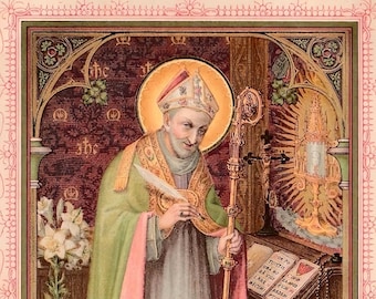 St. Alphonsus Liguori – 3 sizes – Based on an Antique Holy Card – Catholic Art Print – Archival Quality