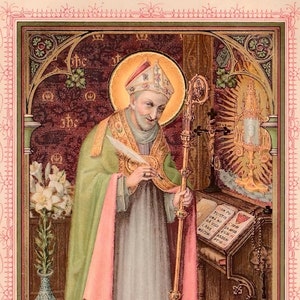 Sant'Alfonso de' Liguori – 3 misure – Basato su un'antica immagine sacra – Stampa d'arte cattolica – Qualità d'archivio