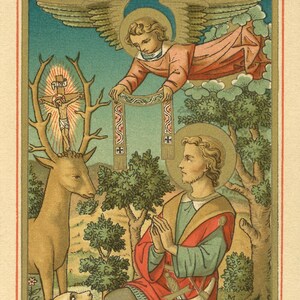 St. Hubertus – Schutzpatron der Jäger – Bastelkarte – Katholischer Kunstdruck – Archival Qualität
