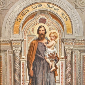 St. Joseph –  Mosaic Originally from St. Peter’s Basilica at the Vatican – Catholic Art Print