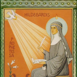 Hildegard of Bingen – Based on a Vintage Holy Card– Catholic Art Print