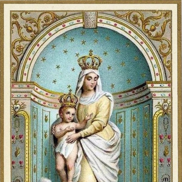 Our Lady of Victory – basierend auf einer französischen Heiligen Karte – Katholischer Kunstdruck – Einzigartiges katholisches Geschenk