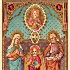 The Holy Family – Based on an Vintage Holy Card – Catholic Art Print ...