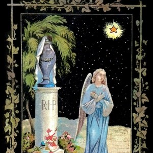 L'ange la nuit sur la tombe - TÉLÉCHARGEABLE / IMPRIMABLE - Carte commémorative catholique traditionnelle - Restauration exclusive