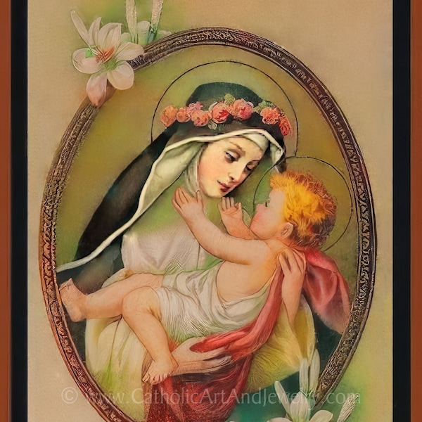 St. Rose of Lima  – Based on a Vintage Holy Card – 3 sizes – Catholic Gift – Archival Quality