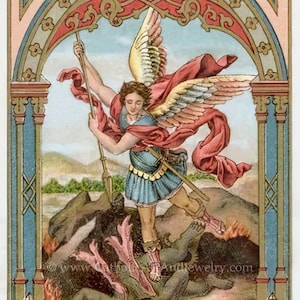 New! St. Michael the Archangel –4 Sizes – based on a Vintage Holy Card – Catholic Art Print – Archival Quality