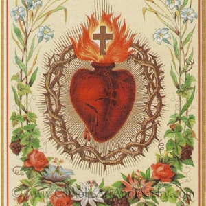 Sacré-Cœur de Jésus – 21.59 x 27.94 cm – d'une ancienne carte sacrée – impression d'art Catholique