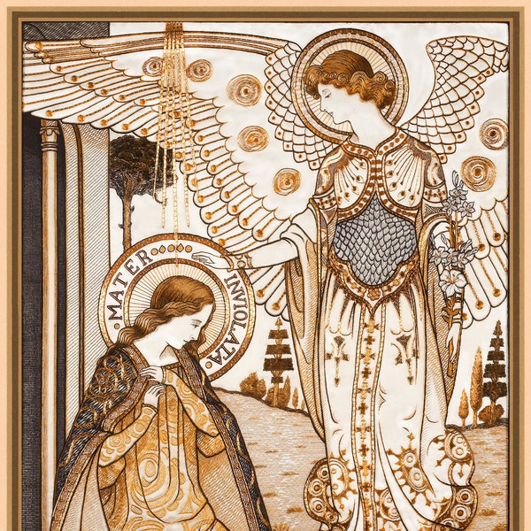 The Annunciation – Mater Inviolata – Embroideries – Vintage Catholic Art Print – Archival Quality